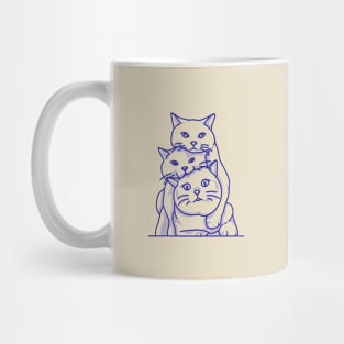 3 Cute Cats Line Art Mug